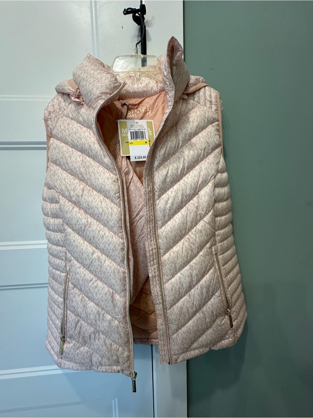 Michael Kors Blush Quilted Hooded Puffer Vest